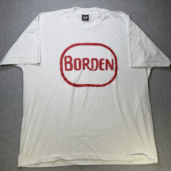 Screen Stars Other - Vintage 90s Borden Logo Single Stitch T-Shirt XXL White Red‎ Made USA